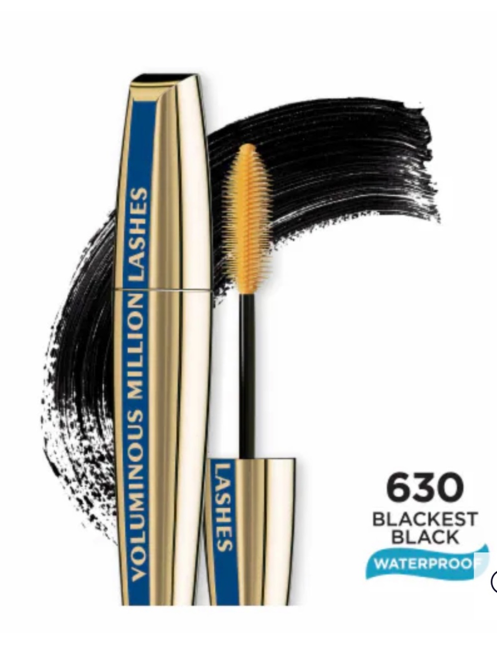 L'Oréal Voluminous Million Lashes Waterproof Mascara - 630 Blackest Black, NEW